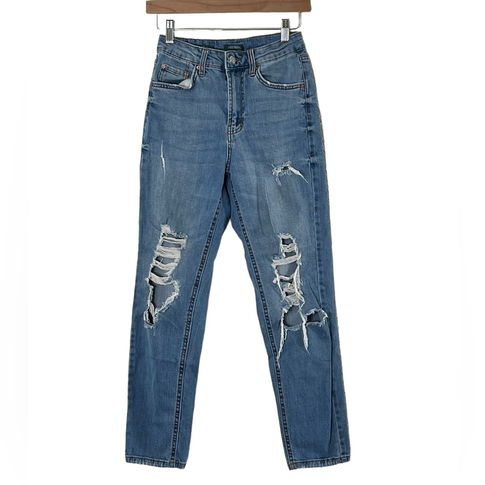 Wild Fable | Distressed high rise cropped mom jeans straight leg denim size 00
